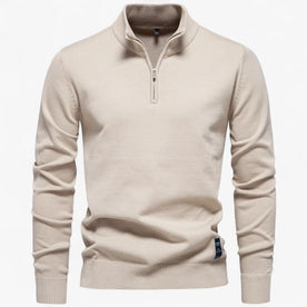 Maglione da Uomo con Mezza Zip Cotone - Apricot S 60-70kg - Clothes clothes men Clothing cotone Cotton maglione maglione uomo Men men's top clothes mezza Solid Sweater sweater men sweaters uomo - Concept Palermo