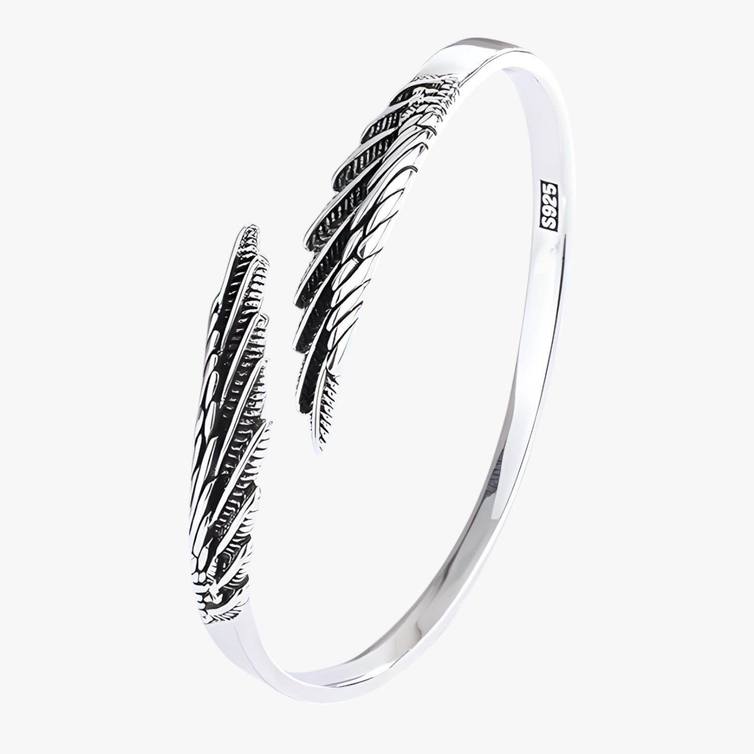 Bracciale in Argento 925 con Piuma Dorata Stile Vintage Punk Pelle - - bracciale bracciale piuma BRACELET bracelet for men BRACELETS dorata jewelry mens bracelet pelle piuma punk stile - Concept Palermo