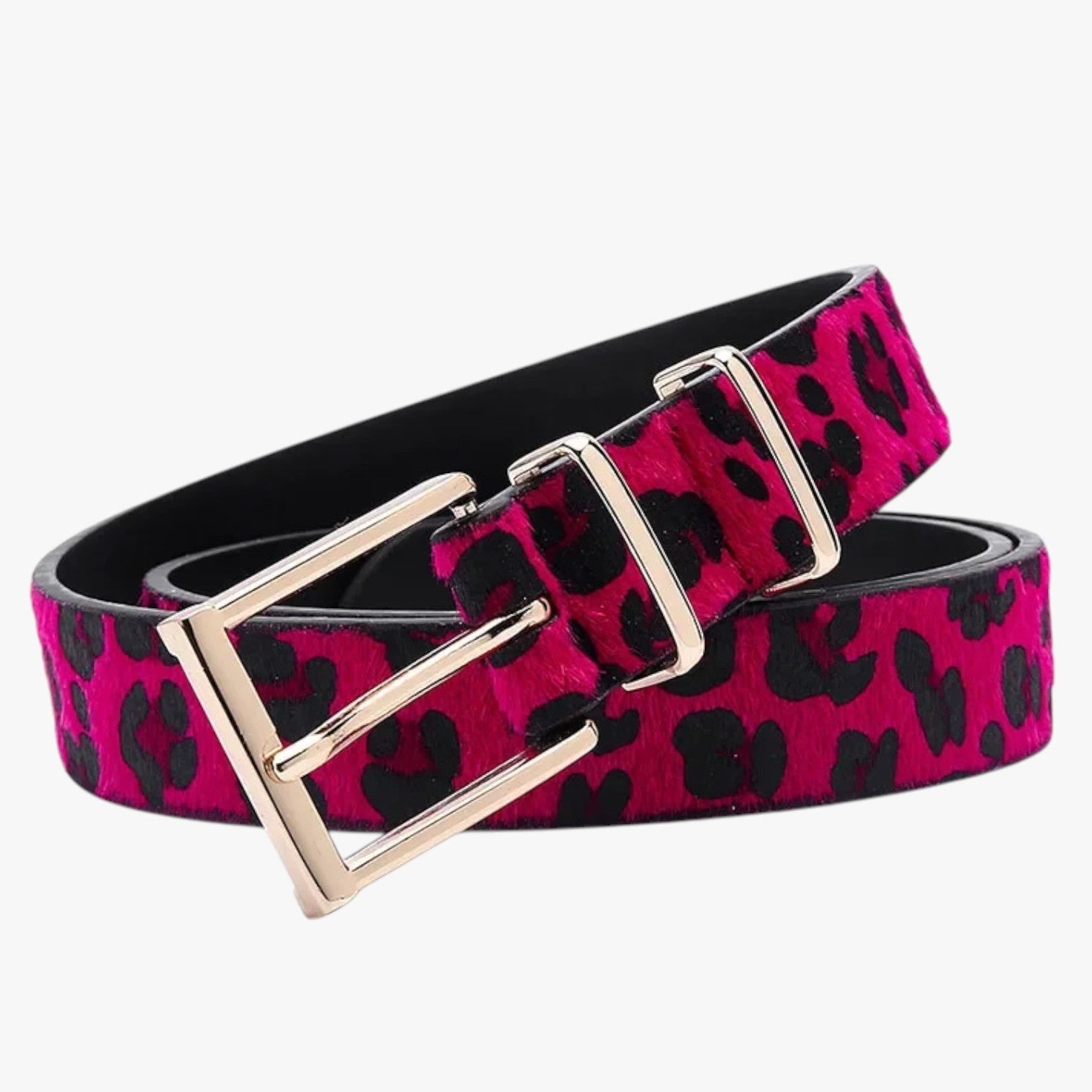 Cintura Donna in Vera Pelle Leopardata con Fibbia Elegante - Rosso Mei - Belts cintura cintura pelle fibbia leopardata pelle waist belt for women Womens belt - Concept Palermo
