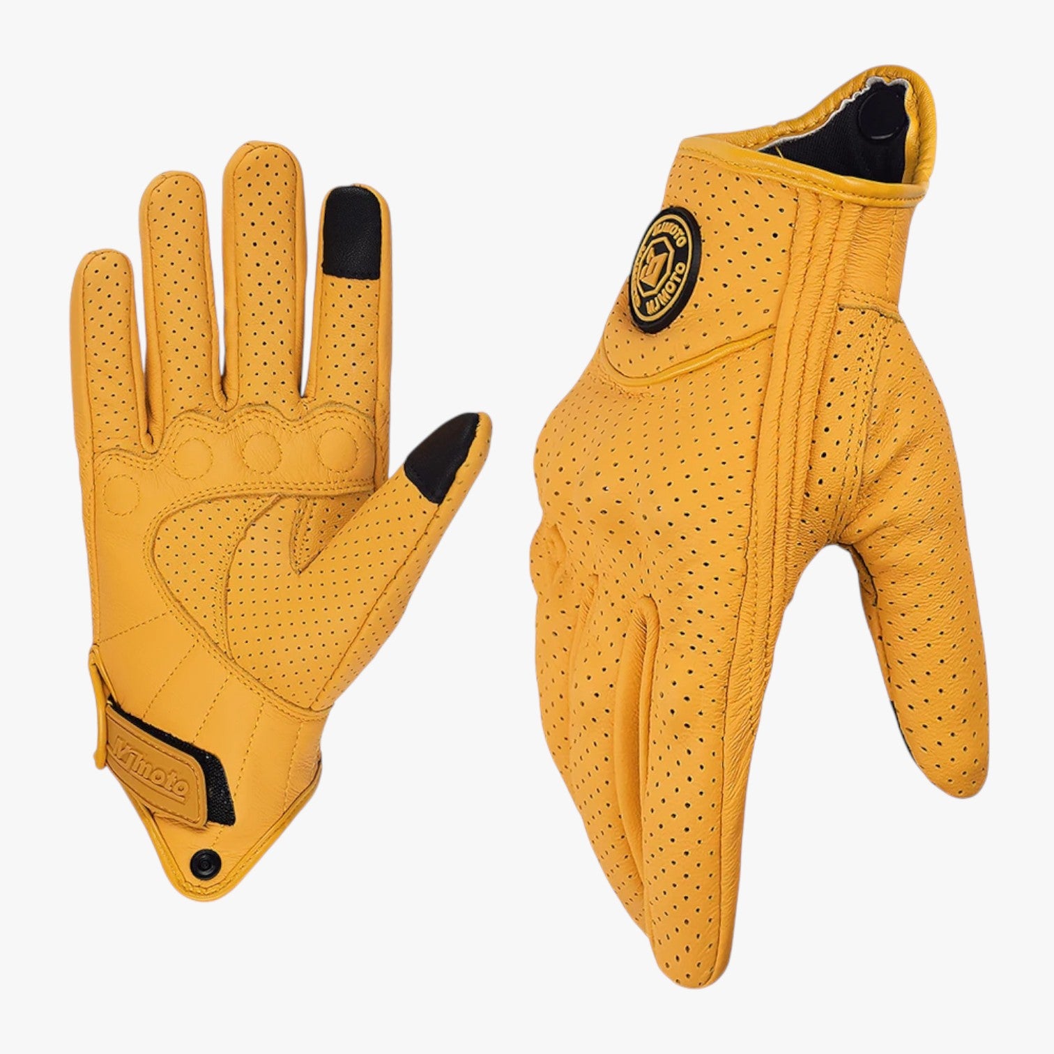 Guanti Moto Estivi Uomo in Pelle Marrone Vintage Traforati con Touchscreen - - gloves gloves for men guanti guanti moto mens gloves moto retr touchscreen traforati uomo zeke | guanti da moto retrò traforati con touchscreen - €25 - Concept Palermo