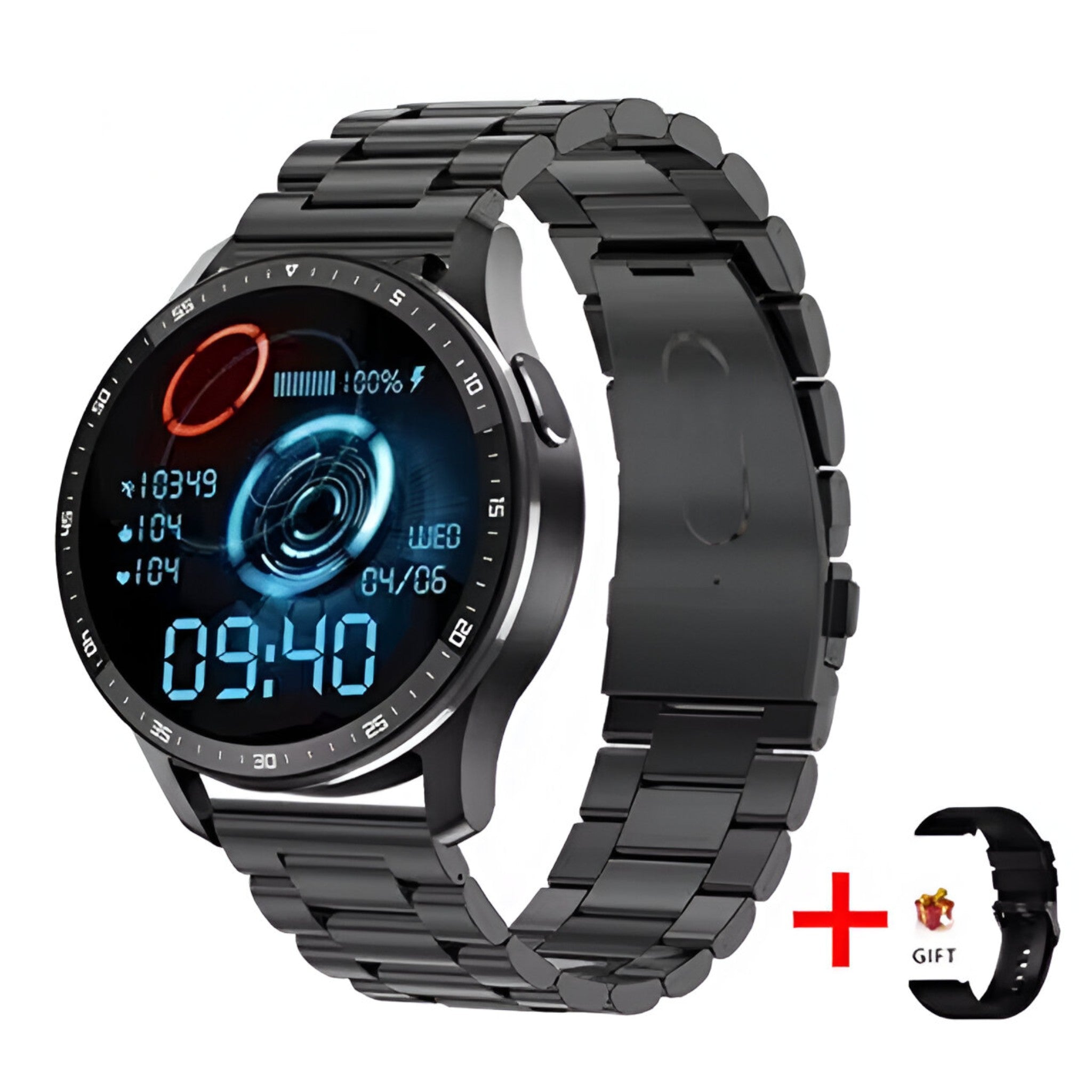 Smartwatch con Auricolare Bluetooth TWS Integrato 2-in-1, Nero, Impermeabile, per Uomo Donna - - accessoires auricolare bluetooth gadgets horloges smartwatch watches - Concept Palermo