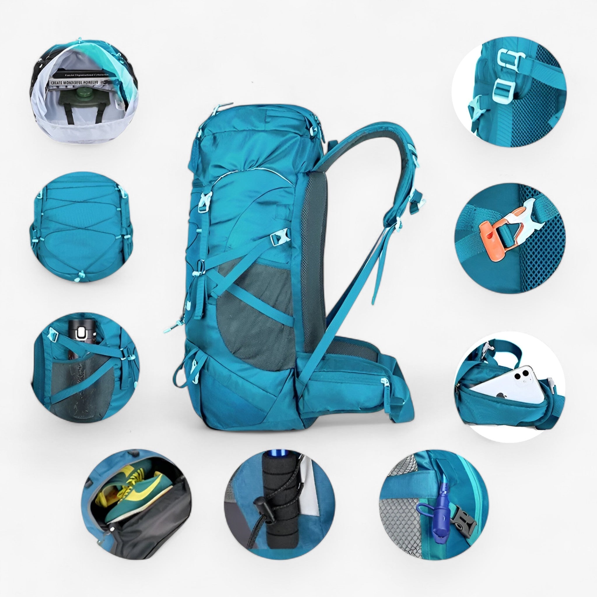 Zaino da trekking 50L in nylon impermeabile per viaggi avventurosi - - 50L backpacks avventurosi Backpacks bags hiking backpacks impermeabile nylon trekking viaggi zaino zaino trekking - Concept Palermo
