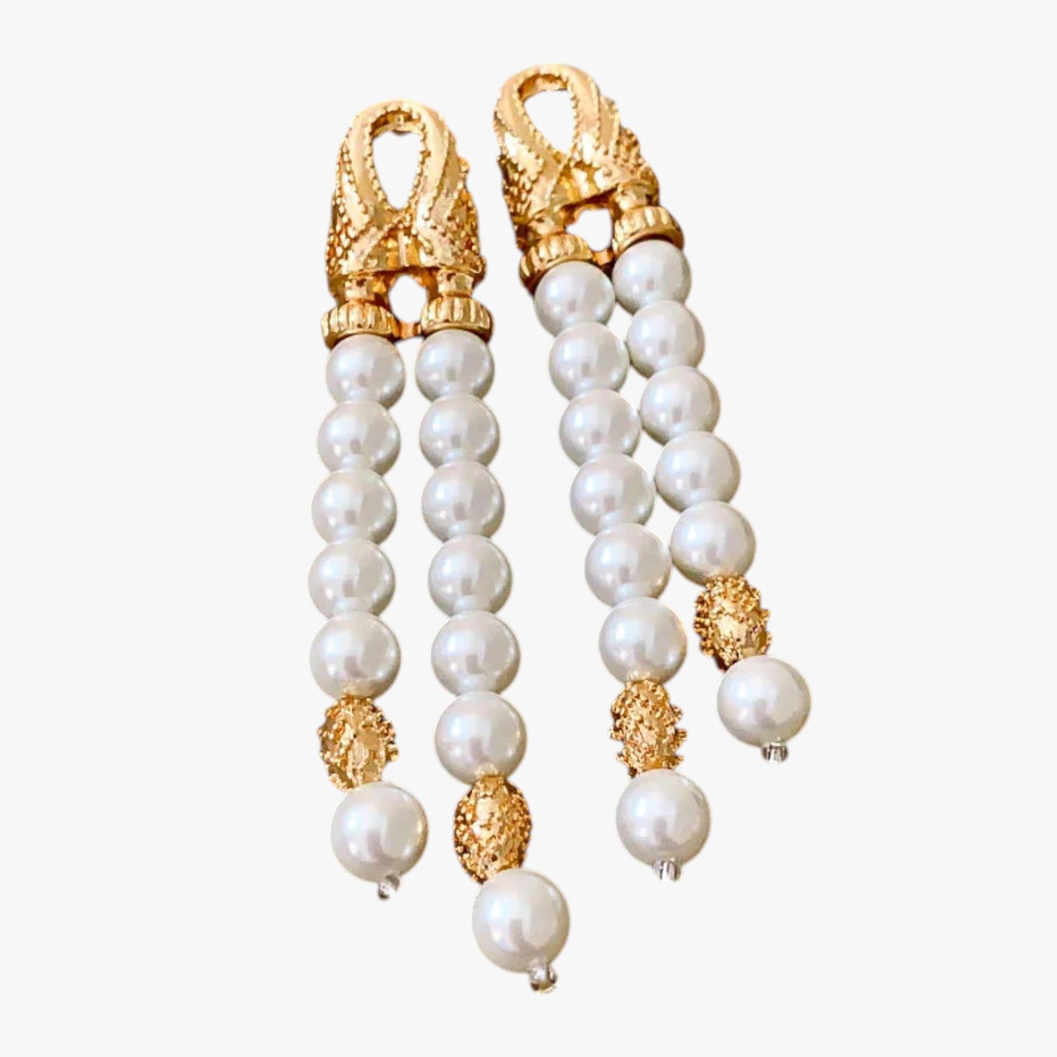Orecchini a Strati con Perla & Nappa Eleganza Geometrica alla Francese Pelle - Oro - alla bags EARRINGS Earrings for Women Girls eleganza francese geometrica nappa New Fashion Earrings orecchini orecchini strati womens earring - Concept Palermo