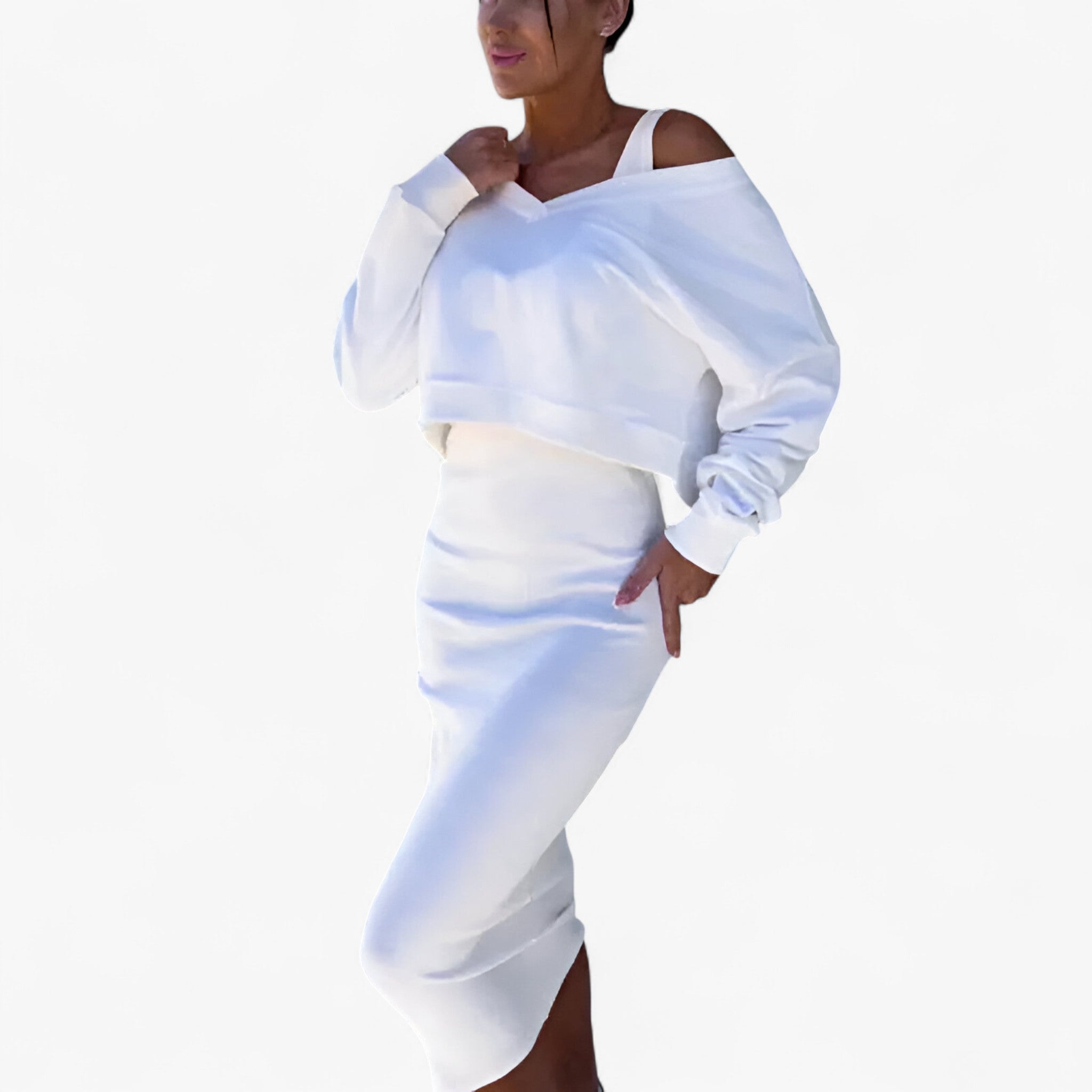 Set maglione e vestito – Comodo e sexy Donna - Avorio - donna maglione maglione vestito outfit sets sexy vestito - Concept Palermo