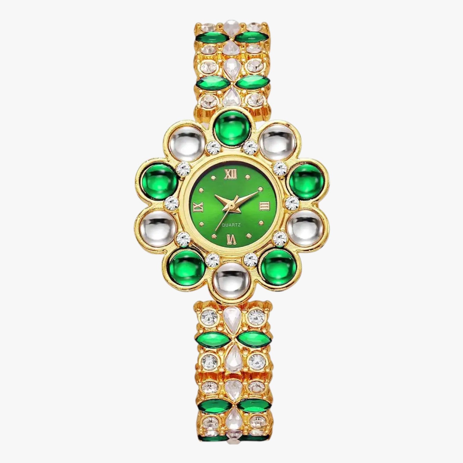 Orologio con quadrante a fiori in cristallo Donna - Verde - cristallo donna female watch fiori ladies watch orologio orologio quadrante quadrante watch watch for women watches - Concept Palermo