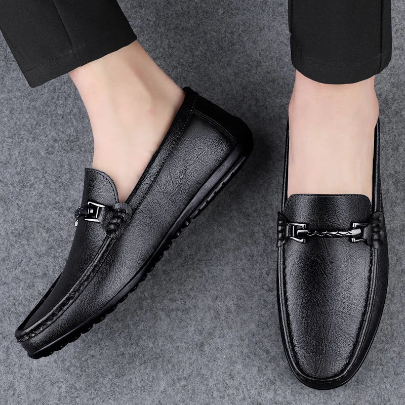 Mocassini da uomo in pelle con motivo a serpente in marrone scuro - - mocassini mocassini uomo motivo Occasion:Formal pelle scuro serpente shoes Shoes men uomo - Concept Palermo