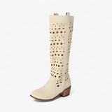 Zomerse westernlaarzen van imitatiesuède met holle hak voor heren