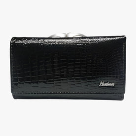 Portafoglio da donna in pelle di lusso pratico - nero - donna Linen pelle portafoglio portafoglio donna pratico wallet wallets Women womens wallet - Concept Palermo
