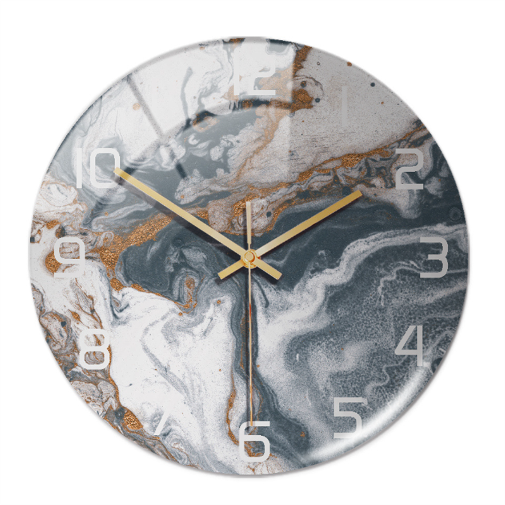 Orologio da Parete Silenzioso Ø30cm, Effetto Marmo Bianco Lusso Moderno per Soggiorno/Ufficio - Grigio Rame Bianco - clocks marmo orologio orologio marmo tempo wall clocks - Concept Palermo