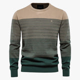 Heren gestreepte ronde hals trui - Slim fit en hoogwaardige warmte