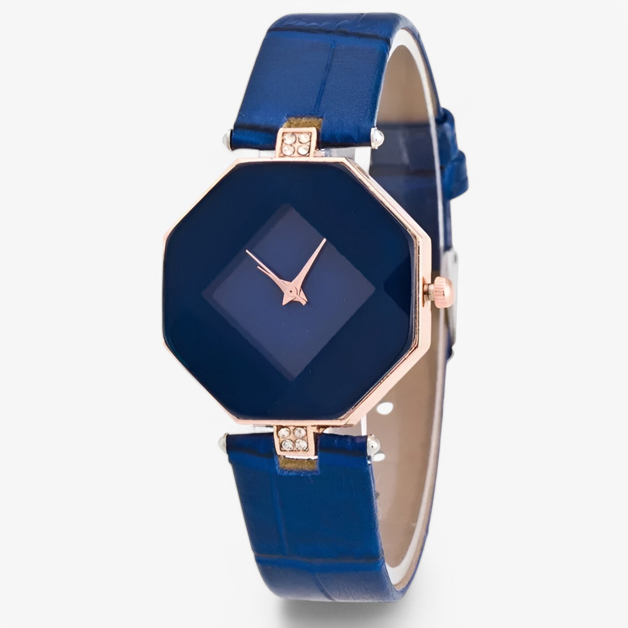 Orologio da donna in pelle con dettagli dorati e cristalli - Blu - cristalli dettagli donna dorati female watch orologio orologio donna pelle watch for women watches - Concept Palermo
