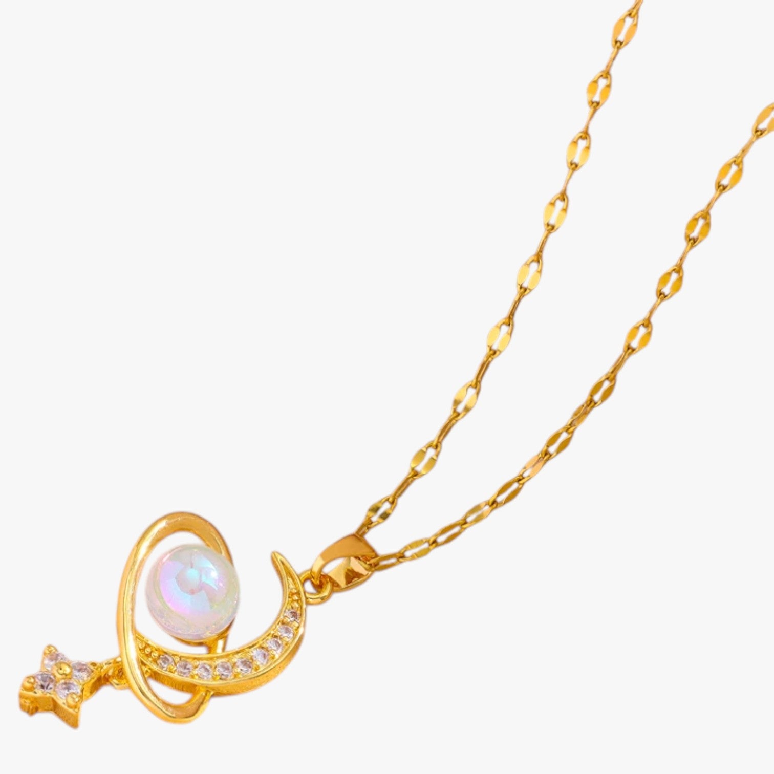 Collana romantica in acciaio inossidabile con luna e stella - - acciaio collana collana romantica elegant womens necklaces inossidabile jewelry luna necklace NECKLACES Necklaces for Women romantica stella - Concept Palermo