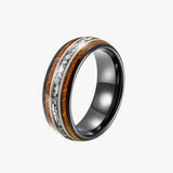 Houten ring met gitaarsnaren en whiskyvat accenten voor heren  