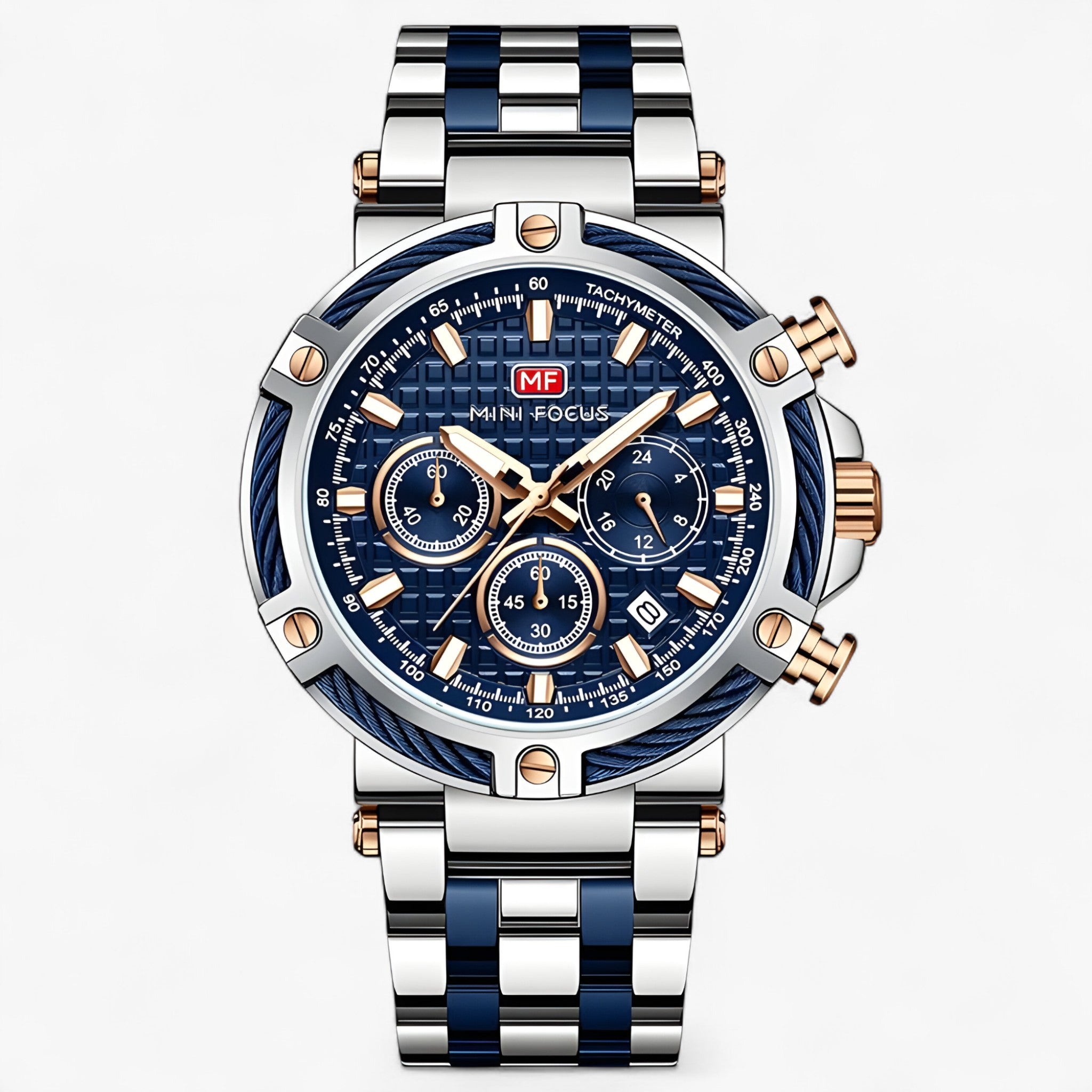 Orologio da Uomo Elegante al Quarzo con Cinturino in Pelle Nera e Cassa in Acciaio Inox - Argento Blu - orologio orologio uomo uomo watches WATCHES FOR MEN - Concept Palermo