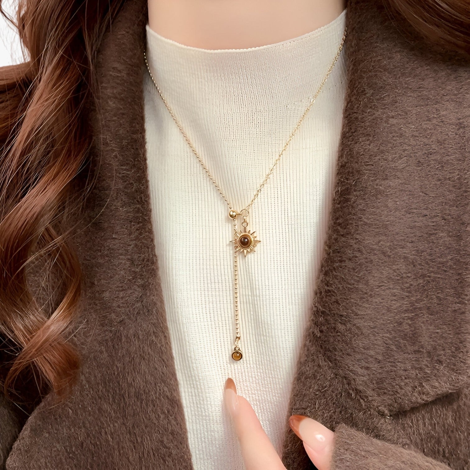 Collana in Tigriocchi Fiore di Sole Accessorio Autunno/Inverno Lana Donna - - accessorio autunno collana collana tigriocchi donna elegant womens necklaces fiore inverno jewelry Necklace NECKLACES Necklaces for Women - Concept Palermo