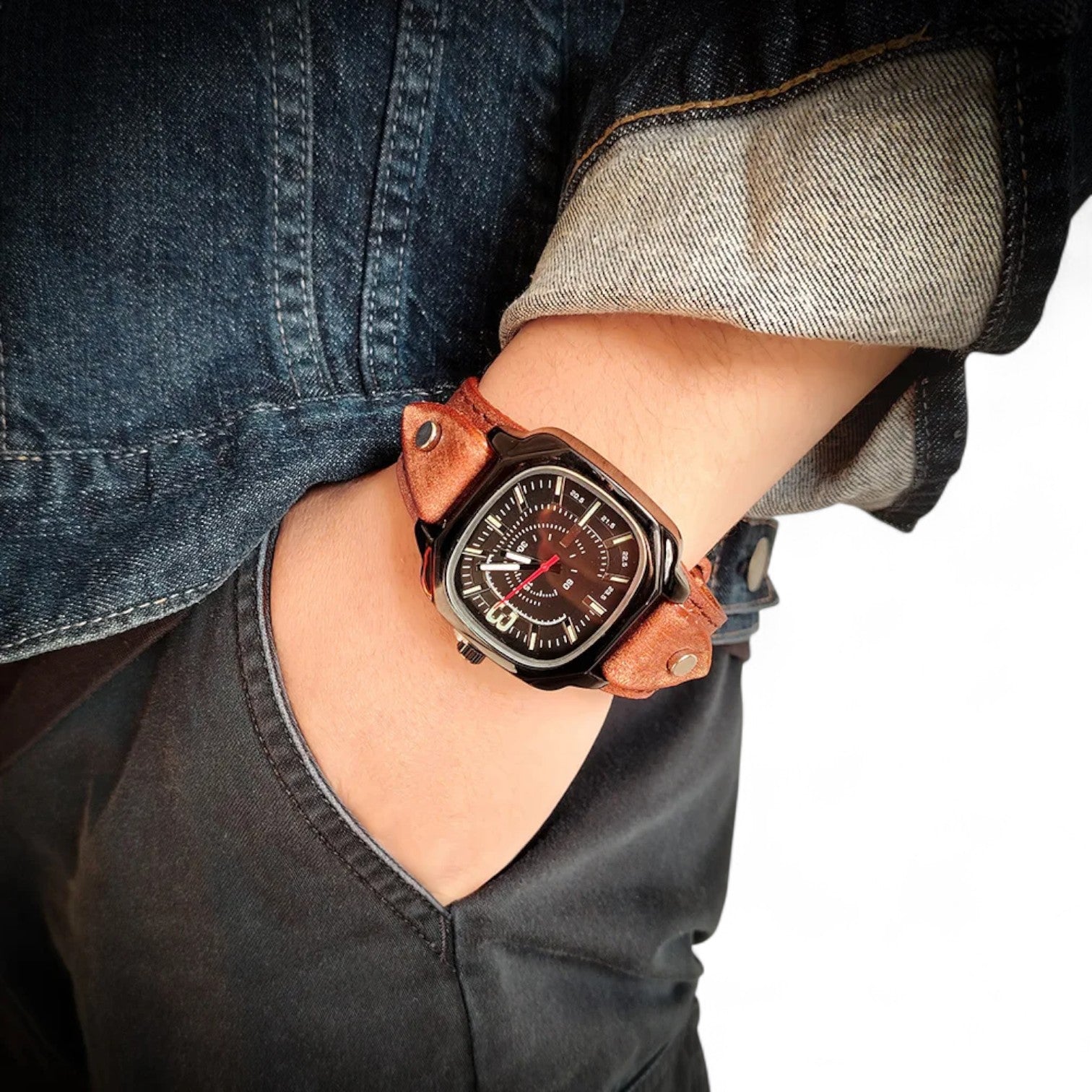 Orologio vintage con cinturino in pelle Uomo - - cinturino orologio orologio vintage pelle uomo vintage watch watch for men watches - Concept Palermo