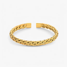 Bracciale Aperto e Confortevole Acciaio Uomo - Oro - acciaio aperto bracciale bracciale aperto BRACELETS confortevole jewelry Linen Men mens accessory mens bracelet uomo - Concept Palermo