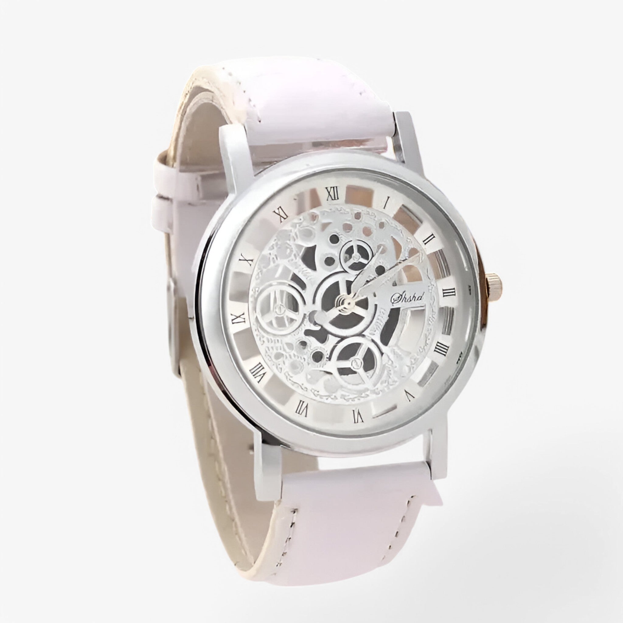 Orologio al quarzo con cinturino in pelle e quadrante romano - bianco argento - accessoires cinturino horloges orologio orologio quarzo pelle quadrante quarzo romano watches - Concept Palermo