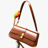 Dames Baguette Tas van Echt Zwart Luxe Leer, Elegant en Compact
