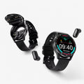 Reloj inteligente con auricular Bluetooth TWS integrado 2 en 1, negro, impermeable, para hombre y mujer