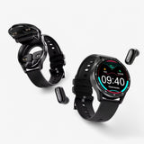 Smartwatch z wbudowanym słuchawką Bluetooth TWS 2 w 1, czarny, wodoodporny, dla mężczyzn i kobiet