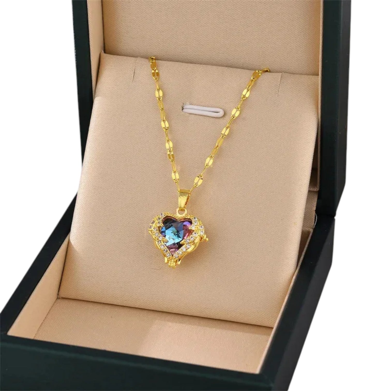 Collana Cuore Oro con Cristalli Brillanti Lana Donna - - brillanti collana collana cuore cristalli cuore donna elegant womens necklaces Fashion Necklaces jewelry lana necklace NECKLACES Necklaces for Women - Concept Palermo