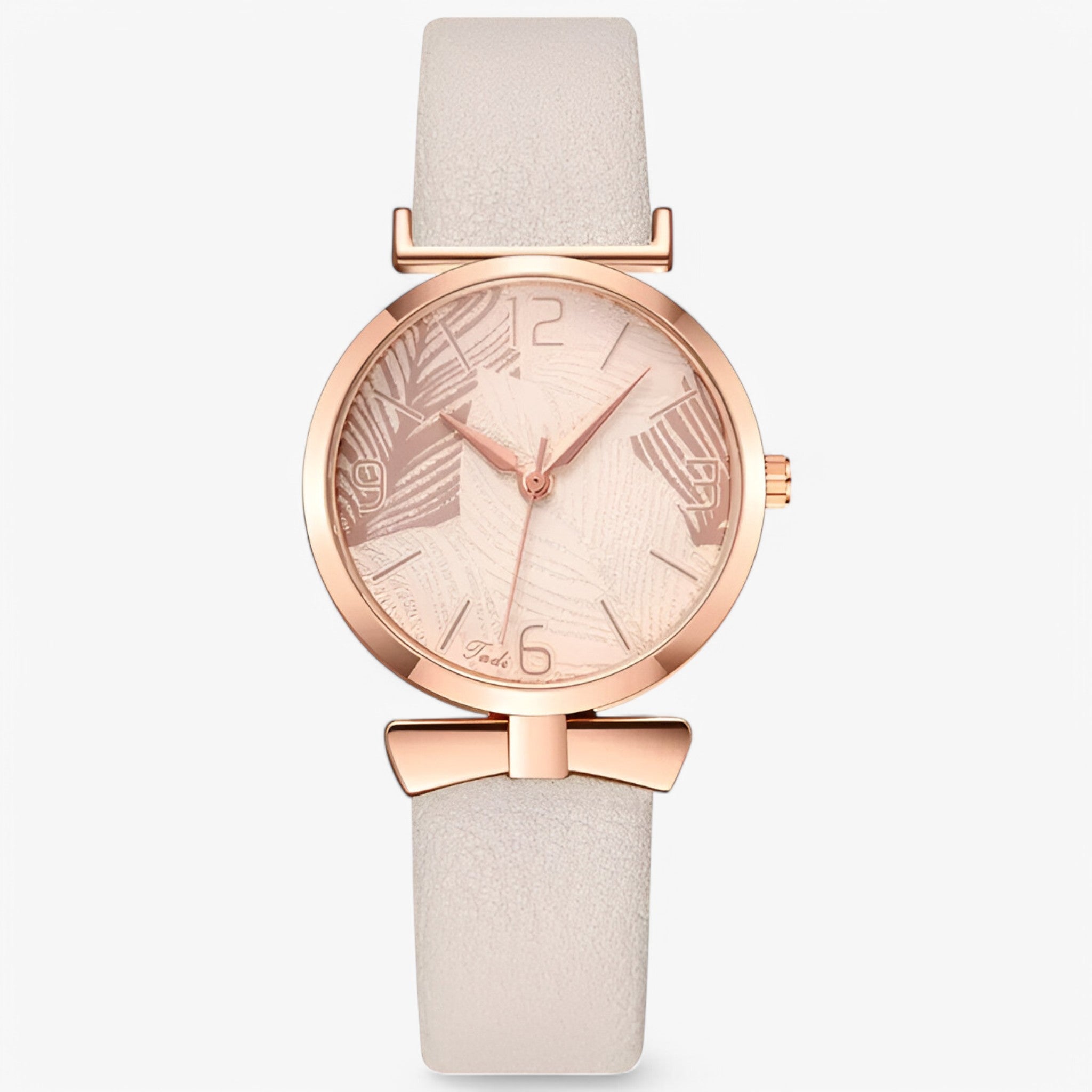 Orologio Digitale Donna al Quarzo Elegante con Motivo Foglia - Beige - alla cinturino digitale donna female watch foglia moda motivo orologio watch for women - Concept Palermo