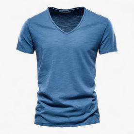 Camicia Estiva da Uomo in Poliestere e Cotone - Blu - camicia camicia estiva cotone Cotton estiva Men men's top clothes pelle Solid uomo - Concept Palermo