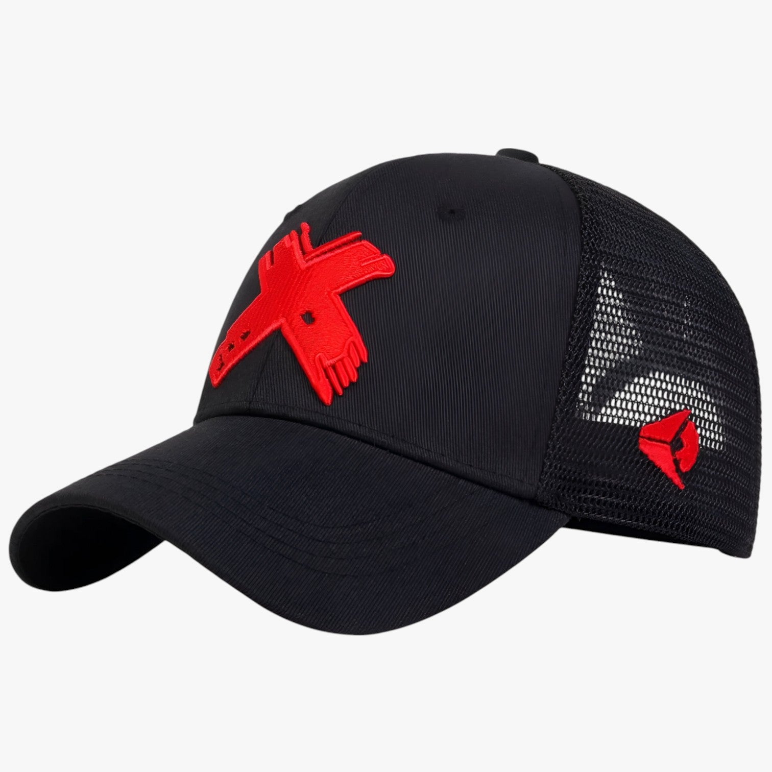 Berretto estivo con rete e ricamo X Lino Uomo - nero rosso - Baseball caps berretto berretto estivo caps estivo lino men's hat mens cap rete ricamo uomo - Concept Palermo