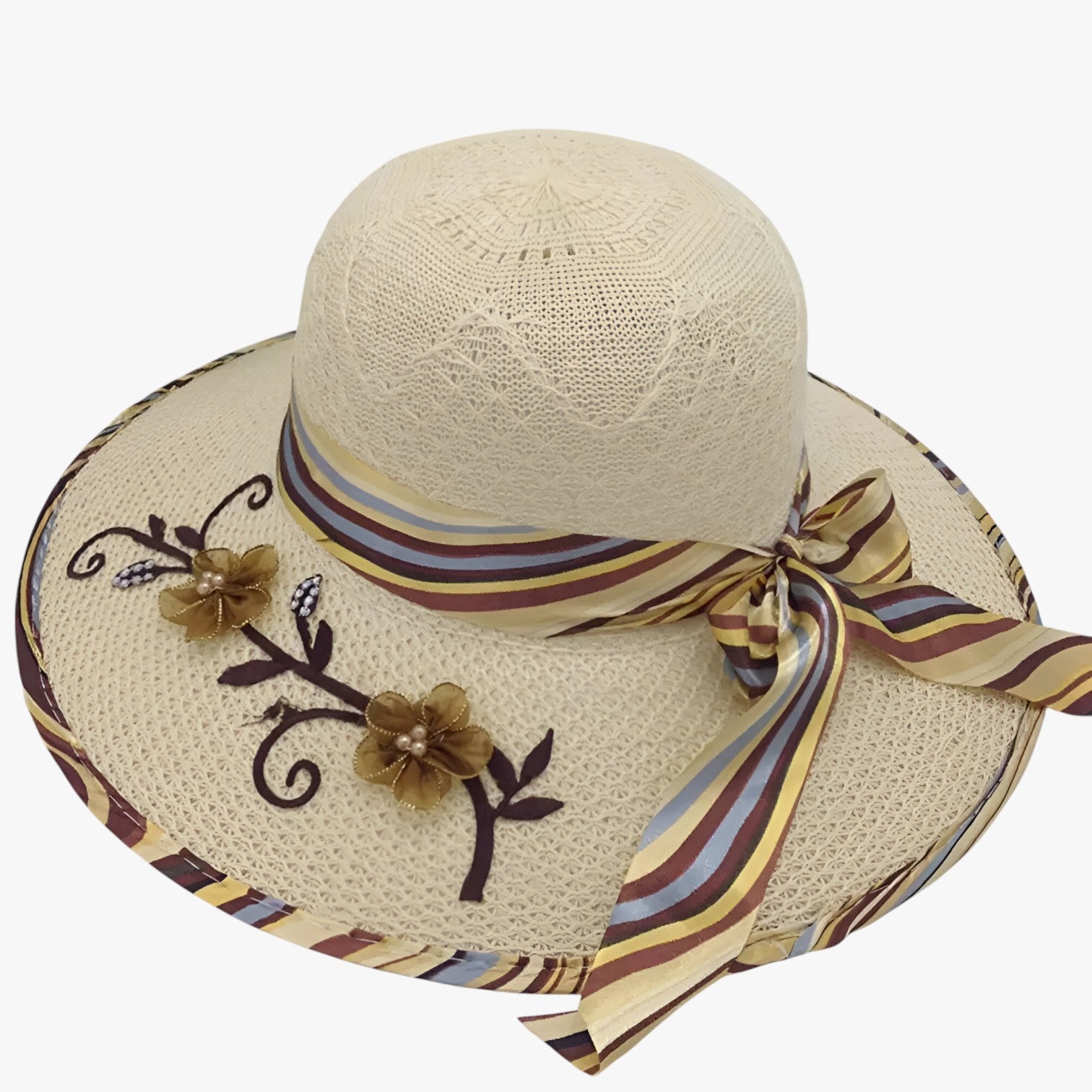 Cappello estivo con grande fascia -, pieghevole e protettivo dai raggi UV Donna - Beige - cappello cappello estivo donna estivo fascia hat Hat for girls pieghevole protettivo raggi summer hat Sun Hats women hat - Concept Palermo