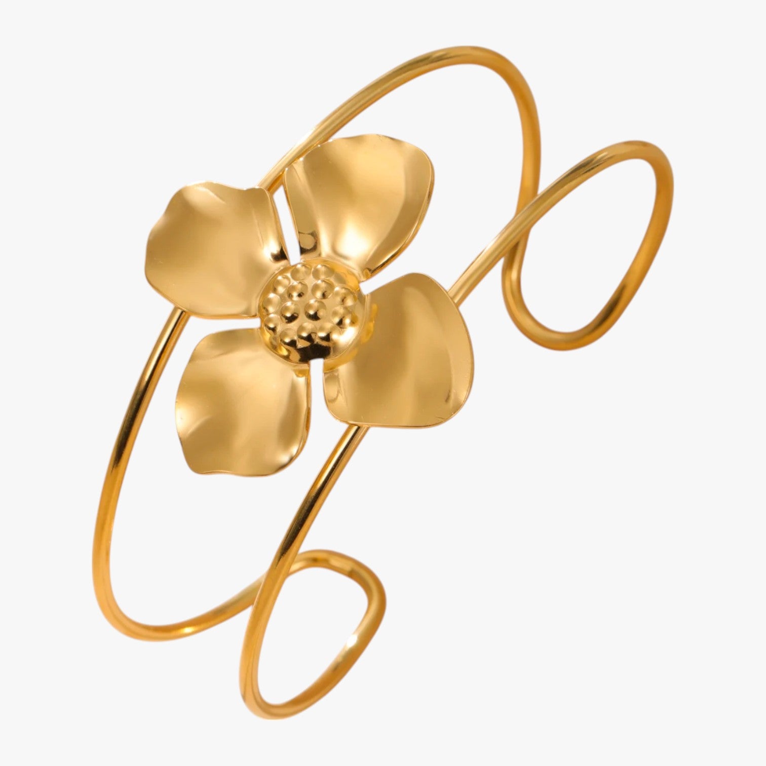 Bracciale rigido Flora Gold in acciaio inossidabile con fiore, impermeabile ed Donna - - acciaio bracciale bracciale rigido BRACELET BRACELET FOR WOMEN BRACELETS bracelets for women donna fiore flora impermeabile inossidabile - Concept Palermo