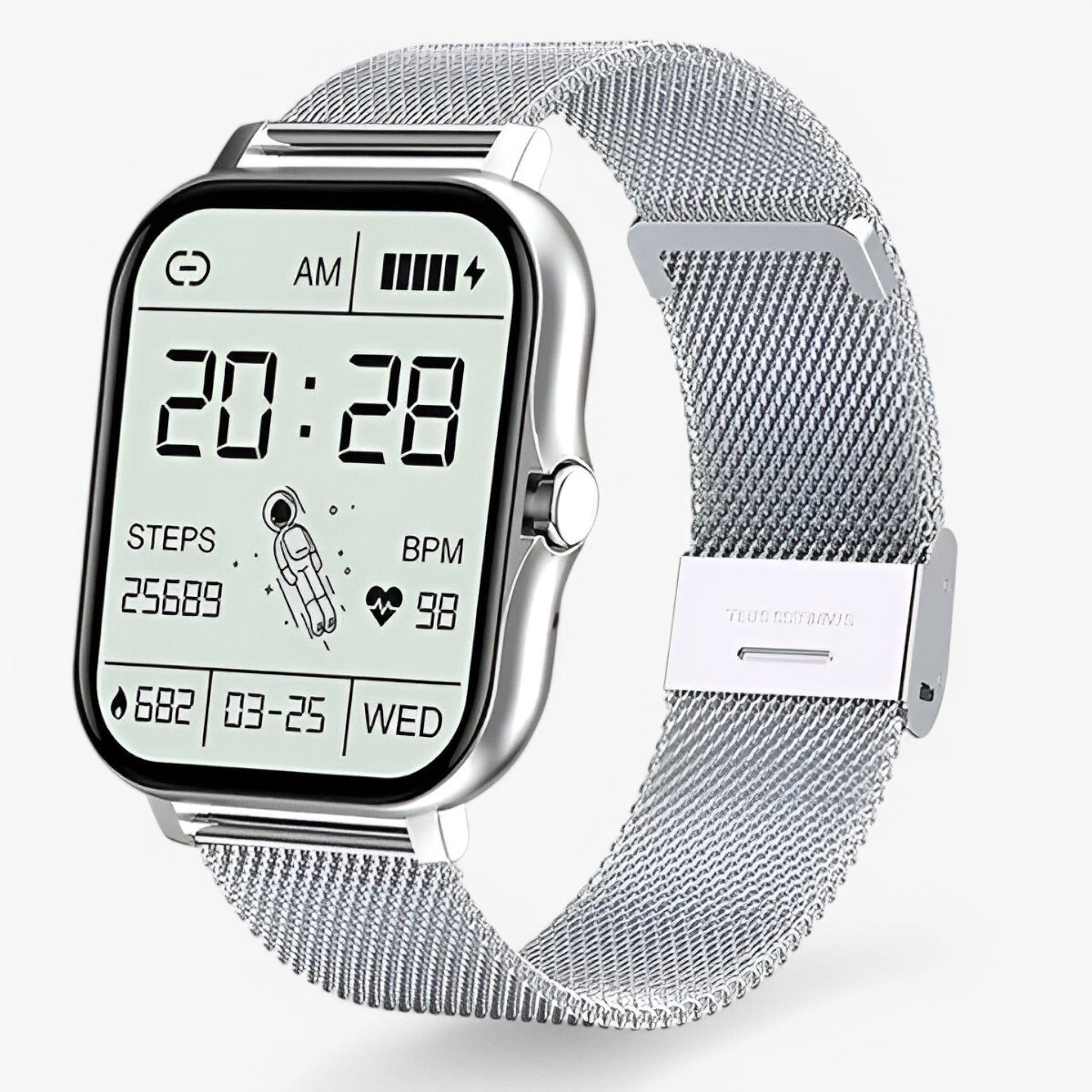 Smartwatch Uomo Nero con Cardiofrequenzimetro, Notifiche, Monitor Sonno e Contapassi - Argento - accessoires horloges intelligente smartwatch smartwatch intelligente uomo watches - Concept Palermo