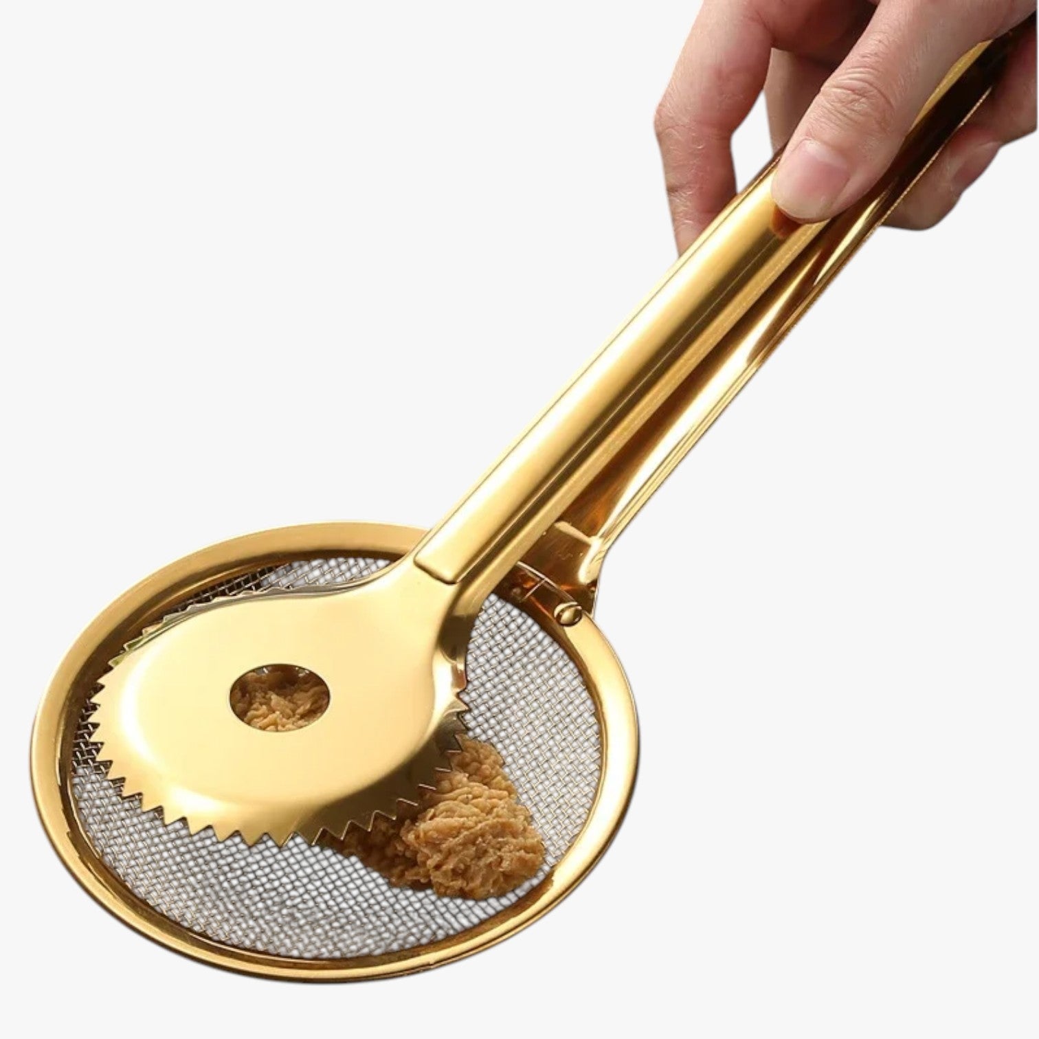 Pinza da Cucina 7-in-1 Dorata – Filtro, Clip, Spatola e Scolapasta in Uno Lino - - clip cucina dorata filtro Kitchen kitchen & dining kitchen tools kitchen utensil Kitchen Utensils Kitchenware lino pinza pinza cucina - Concept Palermo