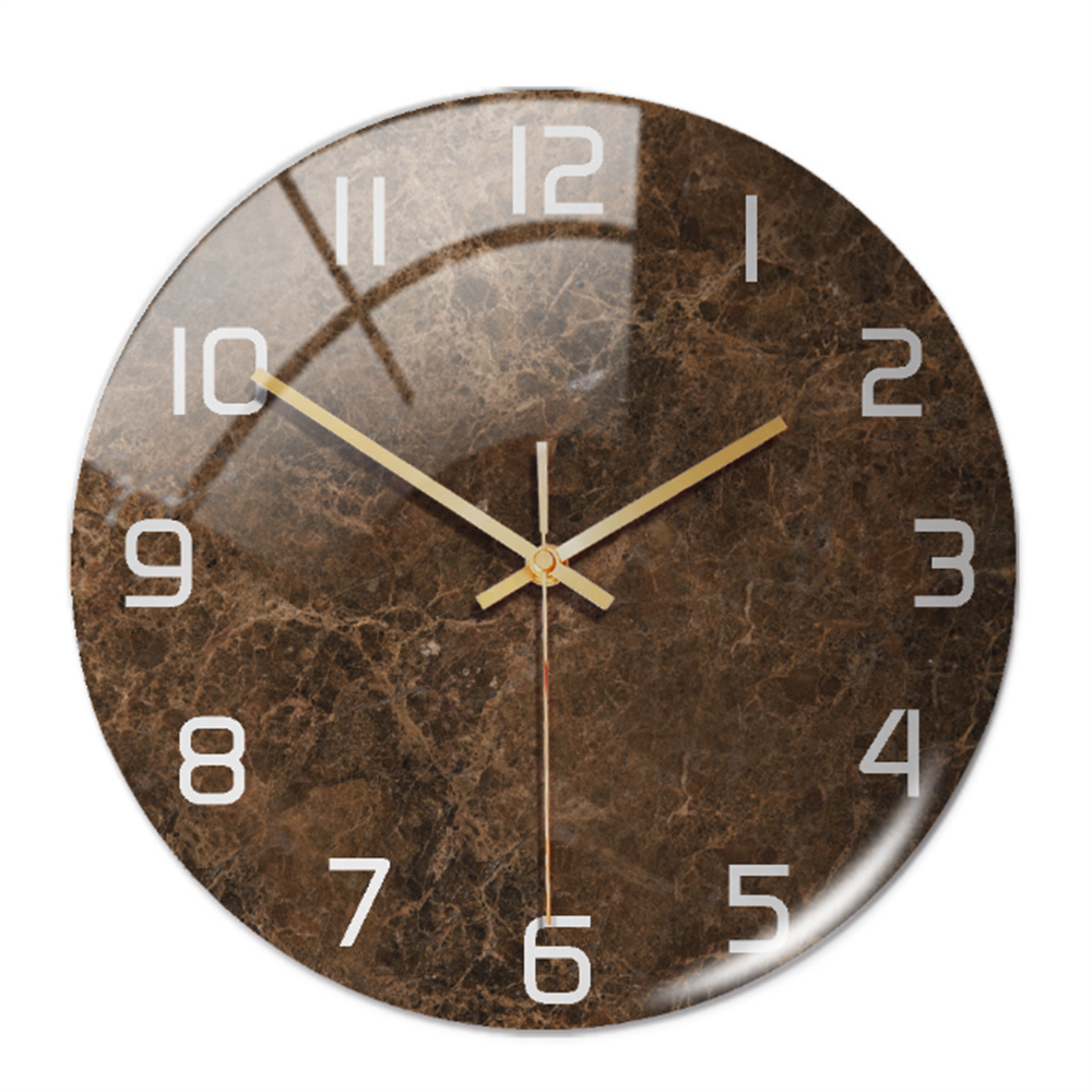 Orologio da Parete Silenzioso Ø30cm, Effetto Marmo Bianco Lusso Moderno per Soggiorno/Ufficio - Marrone - clocks marmo orologio orologio marmo tempo wall clocks - Concept Palermo