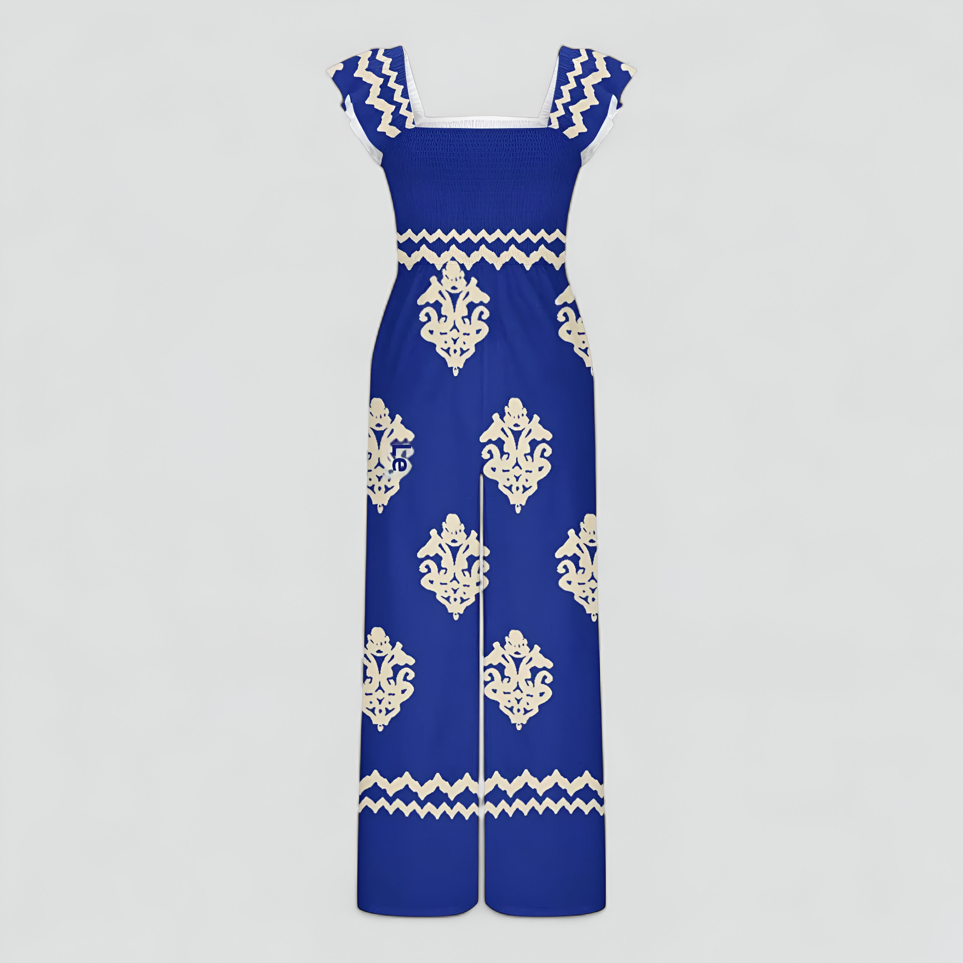 Tuta Donna Bohemien a Vita Alta Gamba Larga - Blu - abbigliamento casual alta bohemien donna gamba larga moda estiva one-pieces stile vintage tuta tuta a vita alta tuta bohemien tuta con maniche a cappuccio tuta donna tuta elegante tuta gamba larga tuta leggera - Concept Palermo