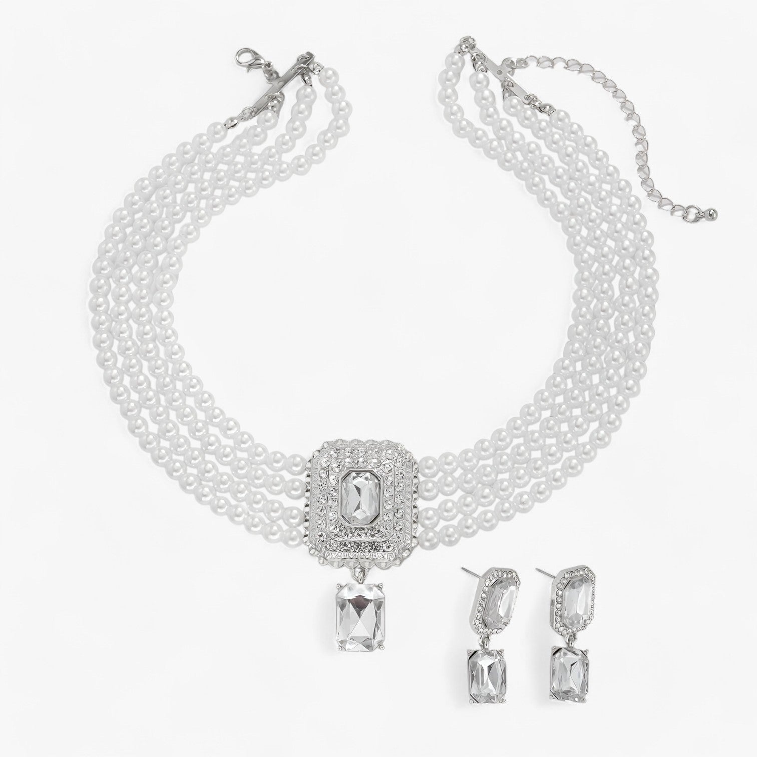 Eleganza Retro Lattaceo: Set di gioielli a più strati con perle per donne Lana Donna - Colore argento trasparente - Accessories Jewelry donna donne eleganza eleganza retro Gift Gifts for women gioielli jewelry lana lattaceo women - Concept Palermo