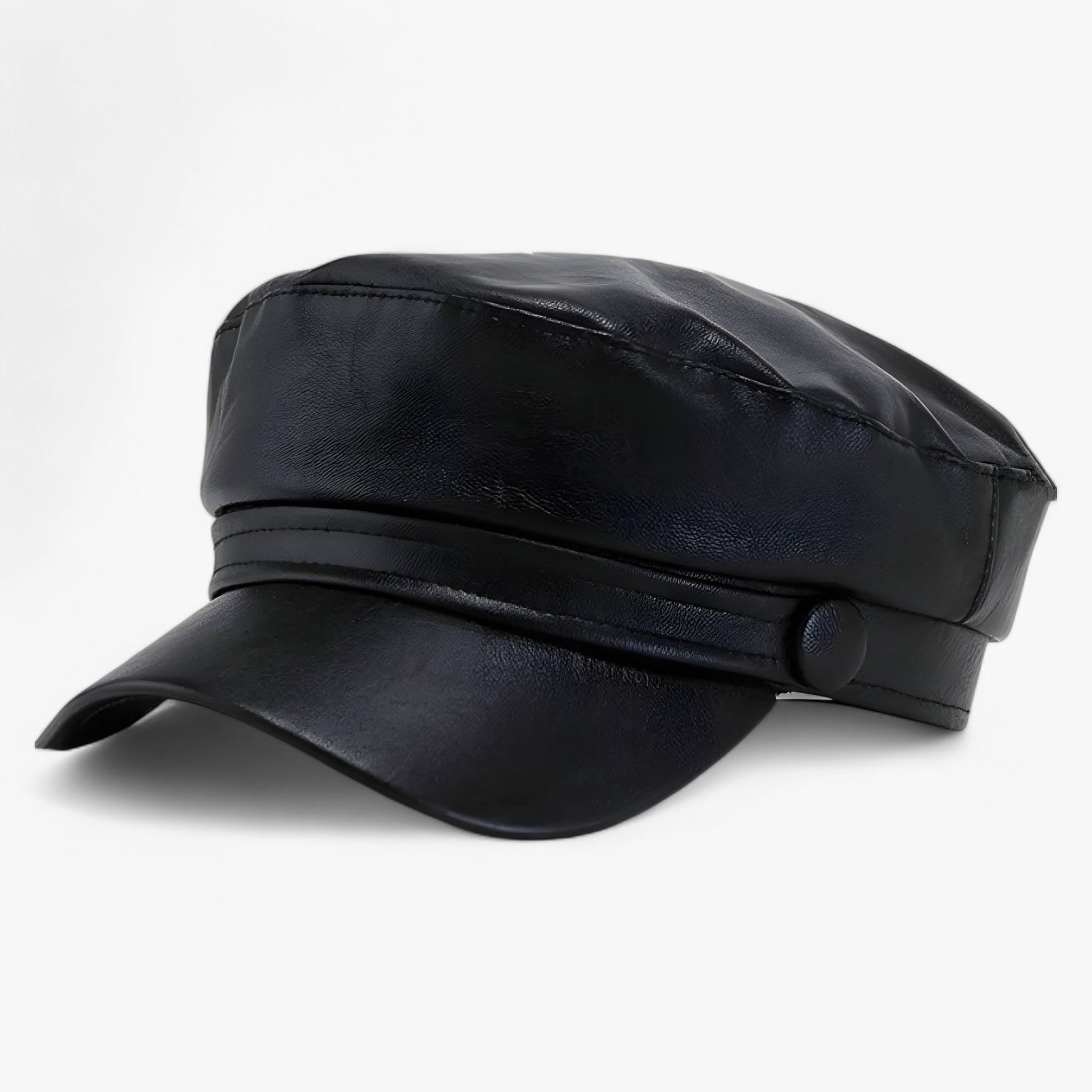 Cappello Donna Nova piatto ottagonale in pelle PU nero elegante - Nero - cappello cappello donna donna nova ottagonale pelle piatto women's hat - Concept Palermo