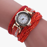 Elegante dameshorloge met lange zwarte leren band - unieke stijl  