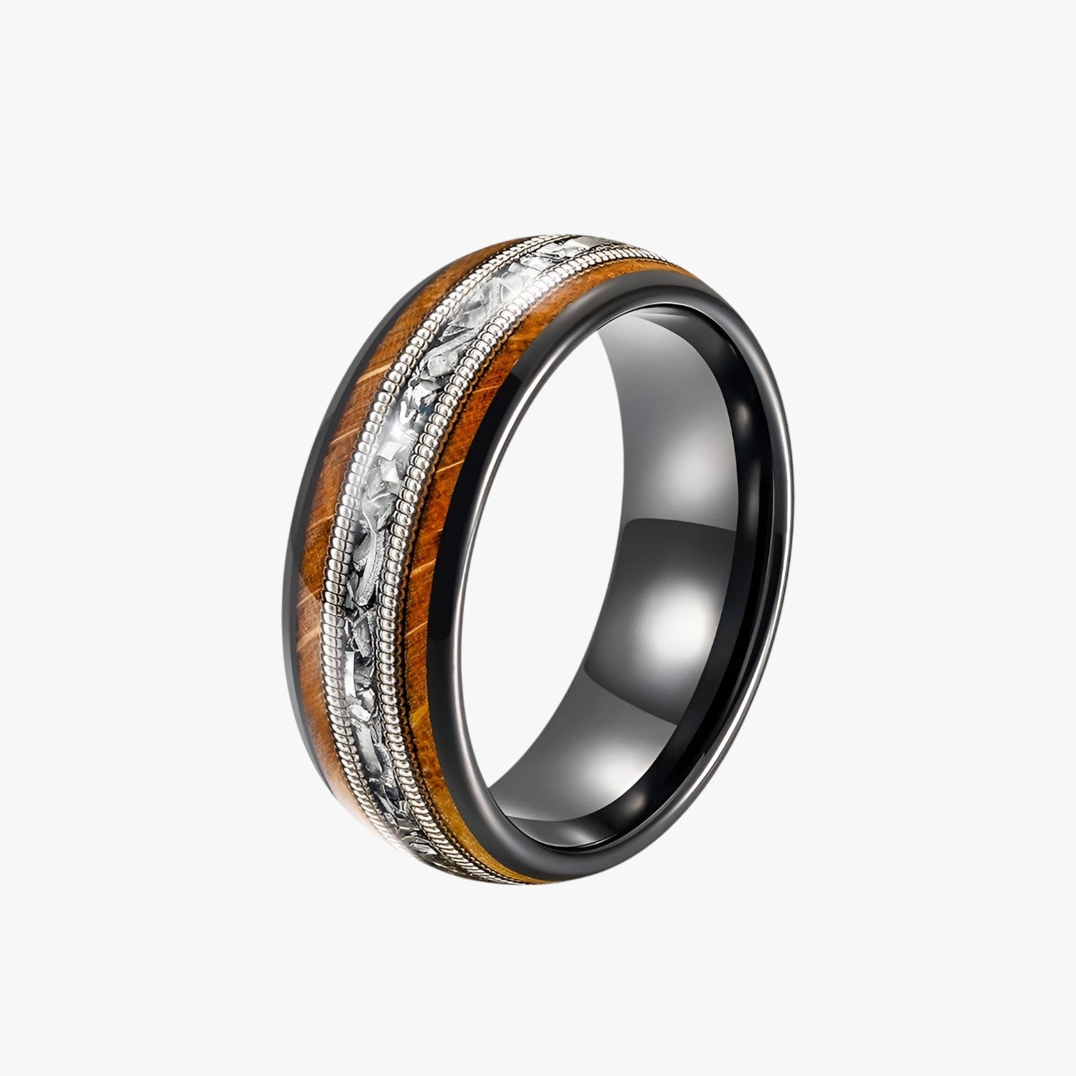 Anello di legno con corde di chitarra e accenti di botti di whisky Uomo - - accenti anello anello legno botti chitarra corde jewelry legno mens accessory mens ring Rings - Concept Palermo