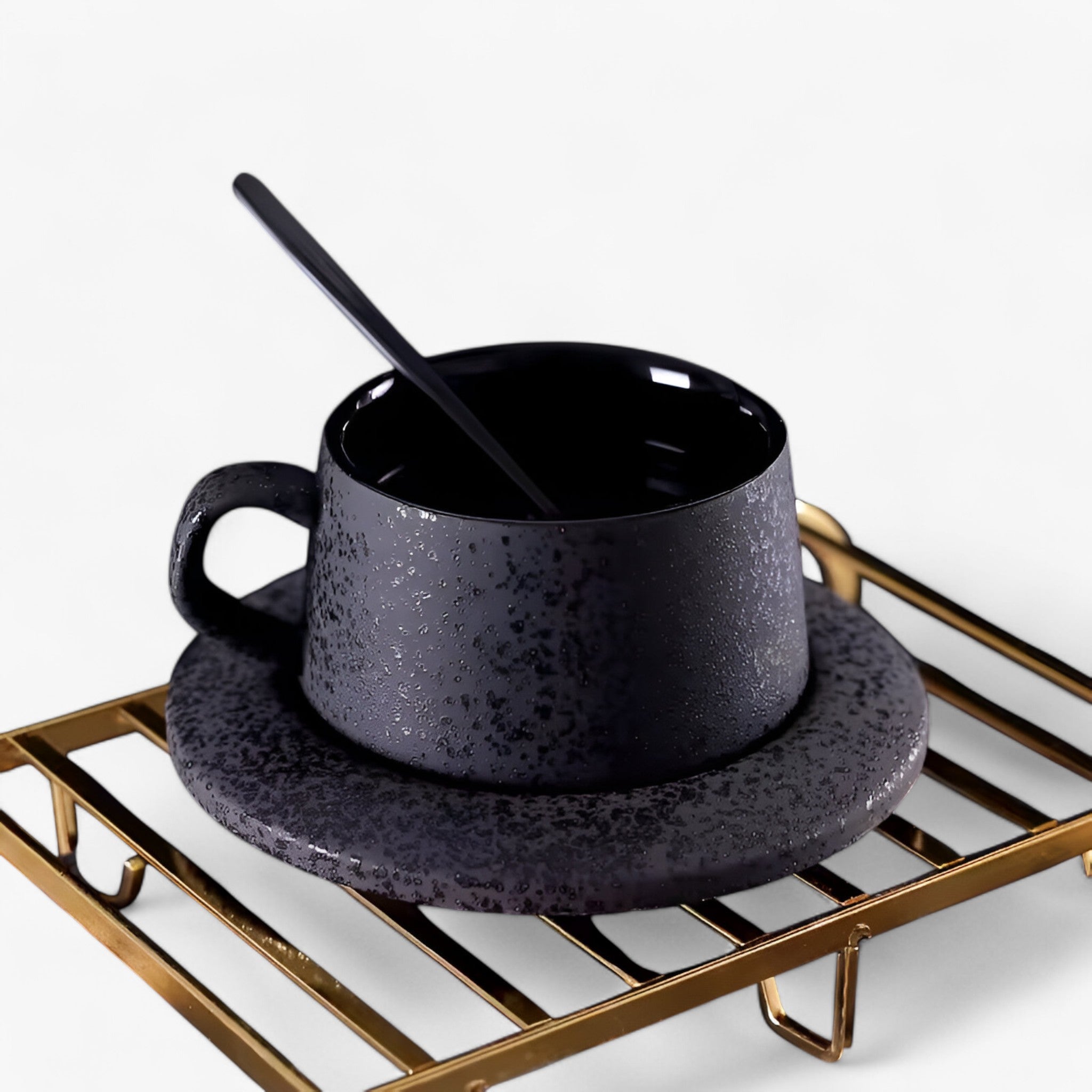 Set da caffè in ceramica satinata di lusso con piattino e cucchiaio - - caffè caffè ceramica ceramica cucchiaio luna | set da caffè in ceramica satinata di lusso con piattino e cucchiaio - € piattino satinata - Concept Palermo