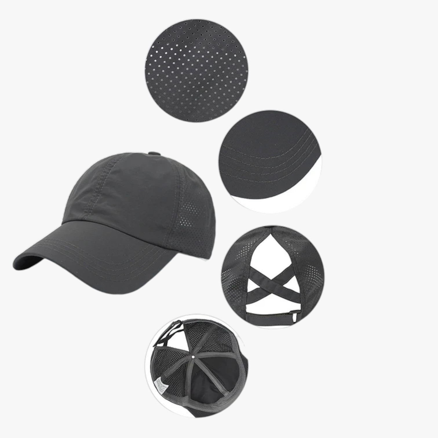 Cappello sportivo estivo con coda di cavallo e rete traspirante Uomo - - cappello cappello sportivo cavallo coda estivo hat Hat for girls hats rete sportivo traspirante women hat womens hat - Concept Palermo