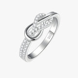Sterling zilveren ring 925 voor dames, elegant ontwerp met witte zirkonia, verstelbare maat