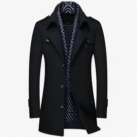 Cappotto in lana di media lunghezza Uomo - Nero - cappotto cappotto lana lana lunghezza media Men men's coats & jackets Solid uomo Wool - Concept Palermo