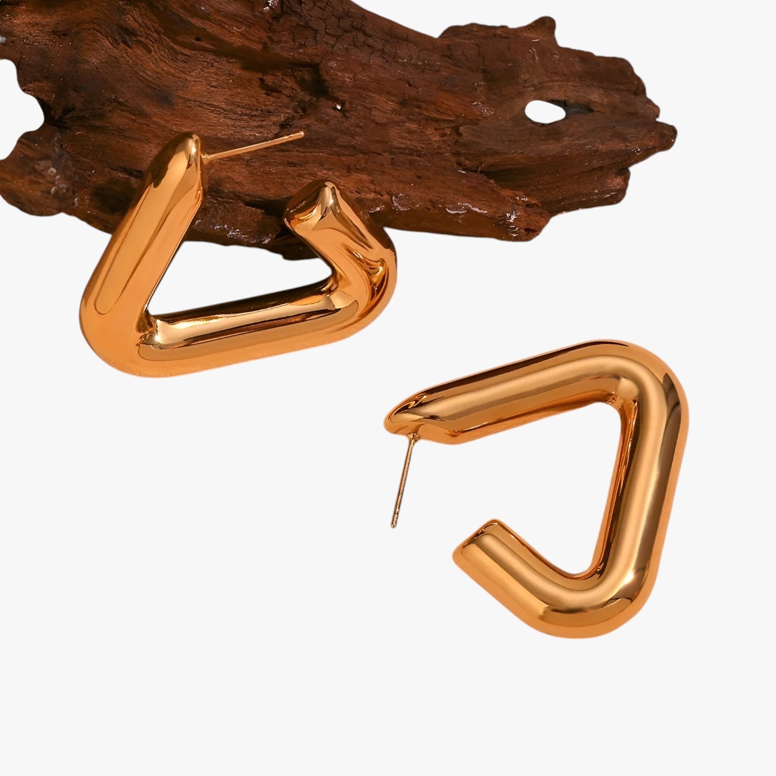 Orecchini a Triangolo Geometrico in Oro - Sostenibili Acciaio - - Accessories Jewelry acciaio EARRINGS geometrico jewelry orecchini orecchini triangolo sostenibili triangolo - Concept Palermo