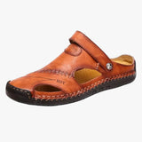 Heren sandalen van echt leer in Romeinse stijl, ademend en comfortabel, bruin  