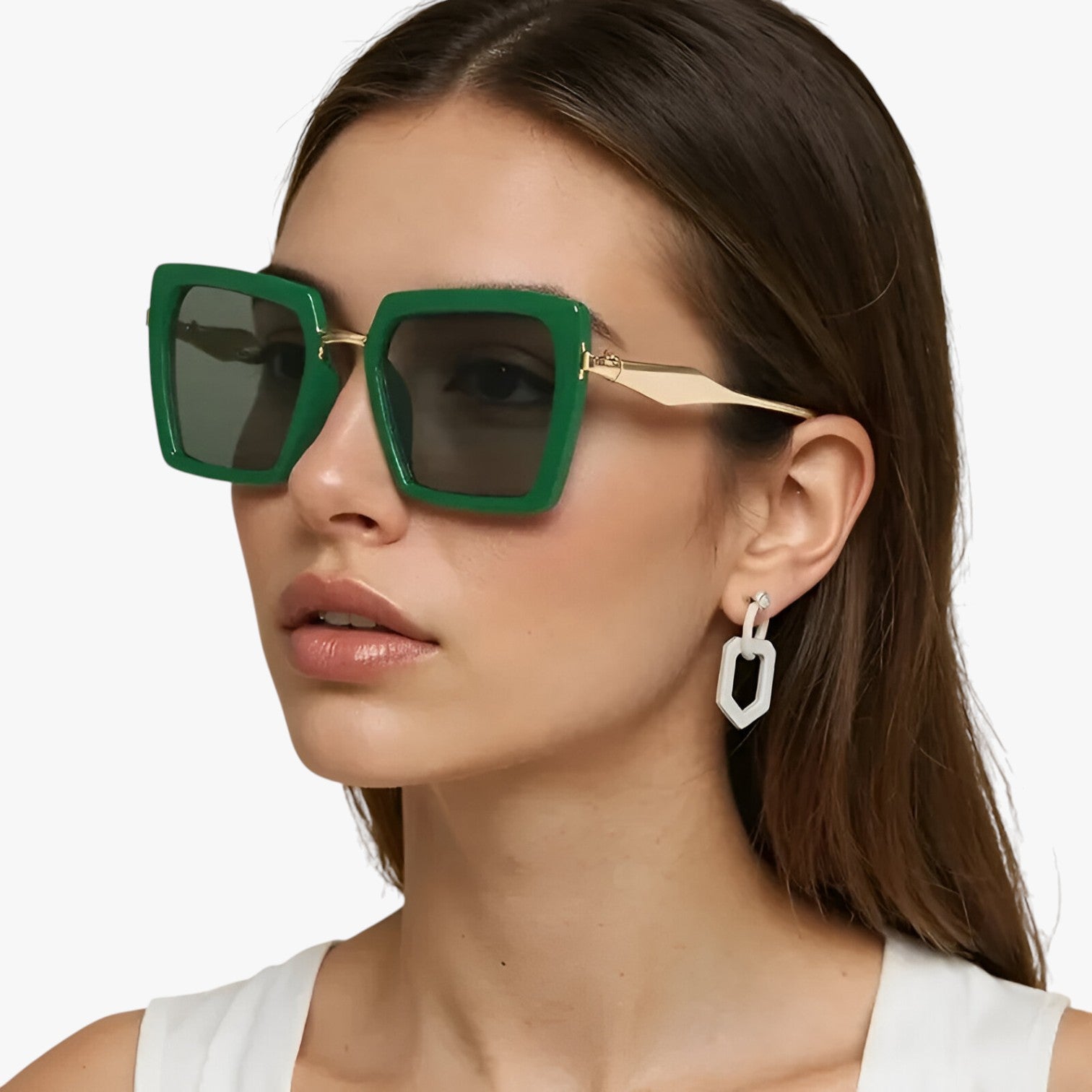 Occhiali da sole vintage quadrati con lenti verde scuro - - Fashion Sunglasses lenti occhiali occhiali sole quadrati scuro sole sun glasses sunglasses vintage womens sun glasses - Concept Palermo