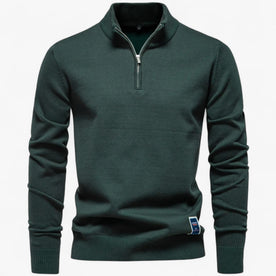 Maglione da Uomo con Mezza Zip Cotone - Verde S 60-70kg - Clothes clothes men Clothing cotone Cotton maglione maglione uomo Men men's top clothes mezza Solid Sweater sweater men sweaters uomo - Concept Palermo