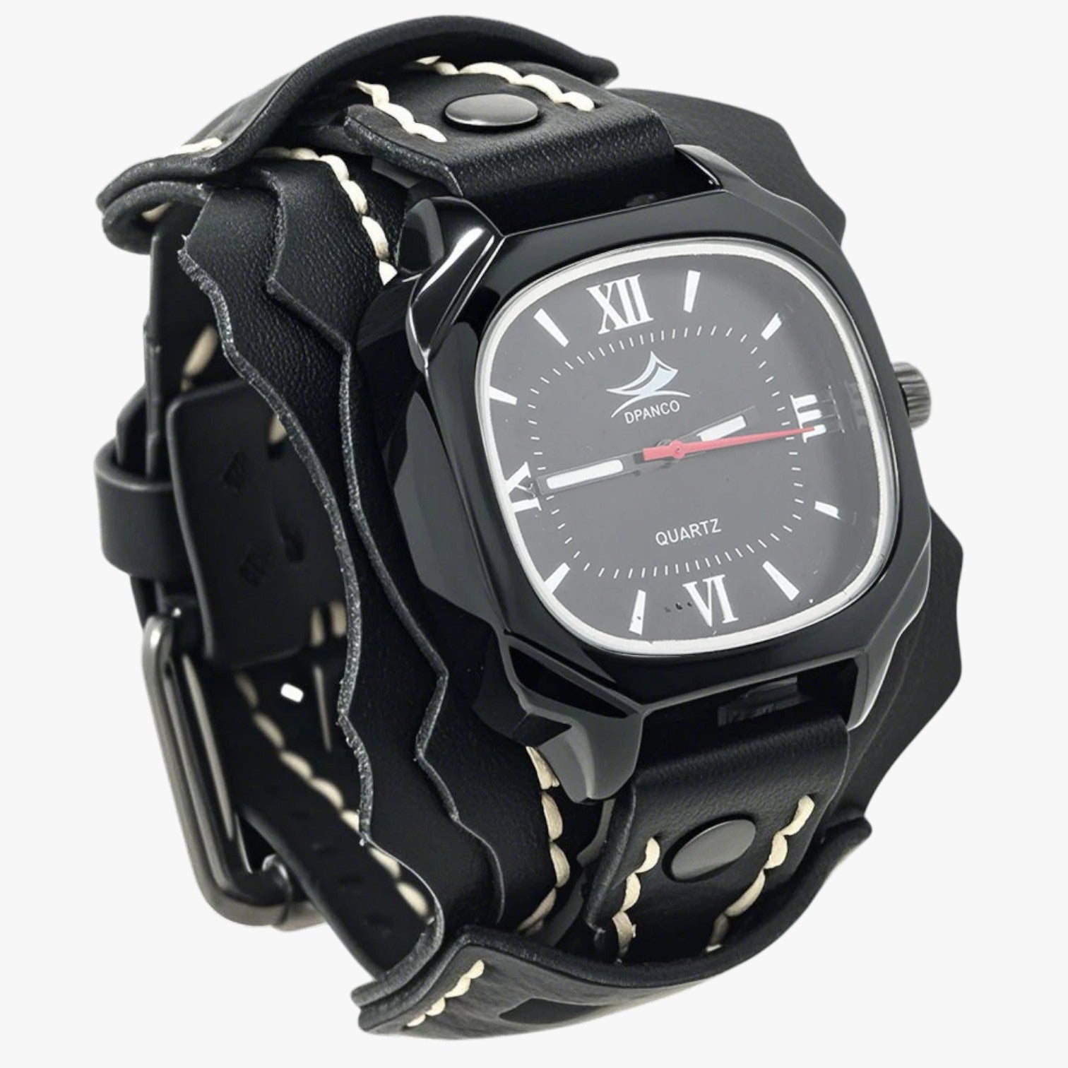 Orologio da uomo quadrato grande con cinturino in vera pelle - Nero - cinturino orologio orologio uomo pelle quadrato uomo vera watch watch for men watches WATCHES FOR MEN - Concept Palermo