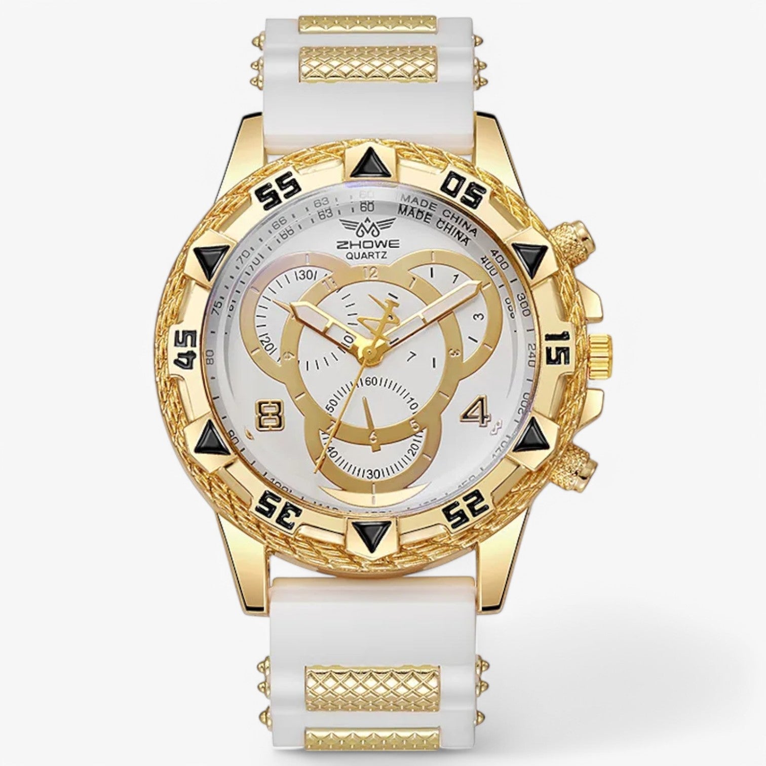Orologio sportivo con cinturino in silicone comodo Uomo - Oro Bianco - cinturino mens accessory orologio orologio sportivo silicone sportivo uomo watch watch for men watches - Concept Palermo