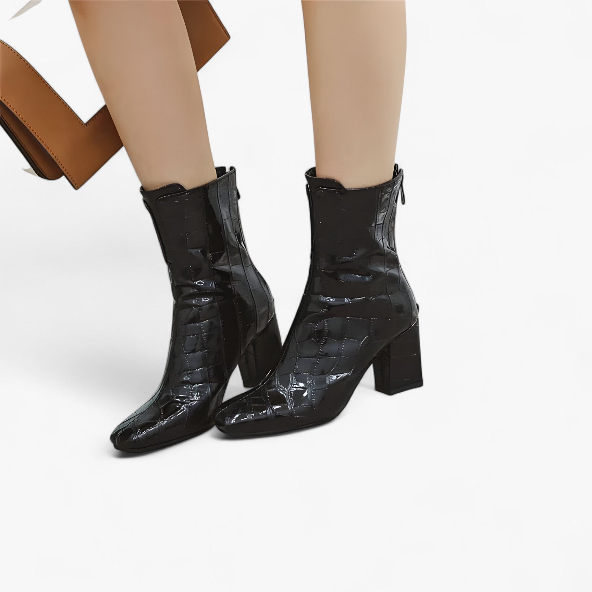 Stivaletti in pelle effetto coccodrillo lucido - - BOOTS Boots & Shoes coccodrillo effetto lucido pelle shoes stivaletti stivaletti pelle - Concept Palermo